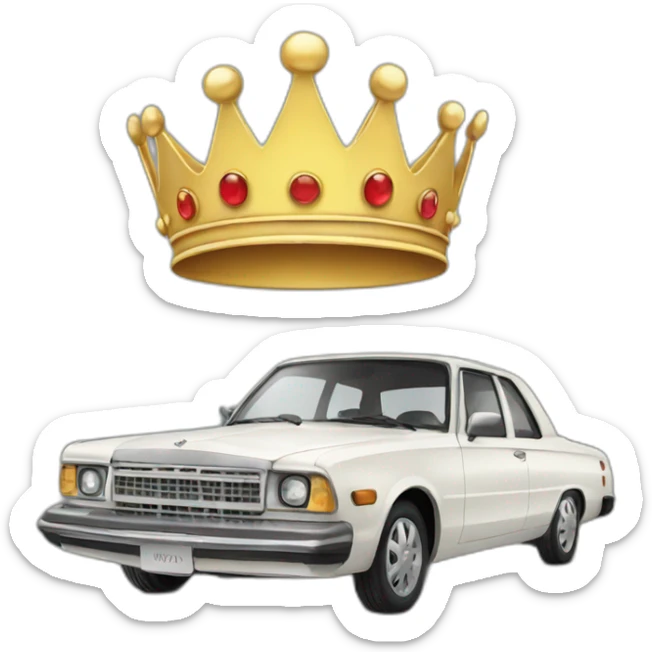 Car with crown sticker