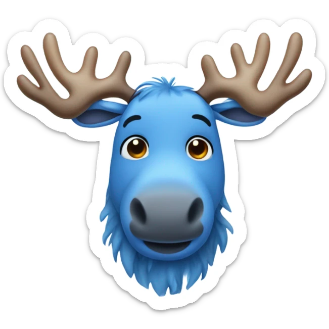 Cute blue moose with blue body and blue antlers freckles too  sticker