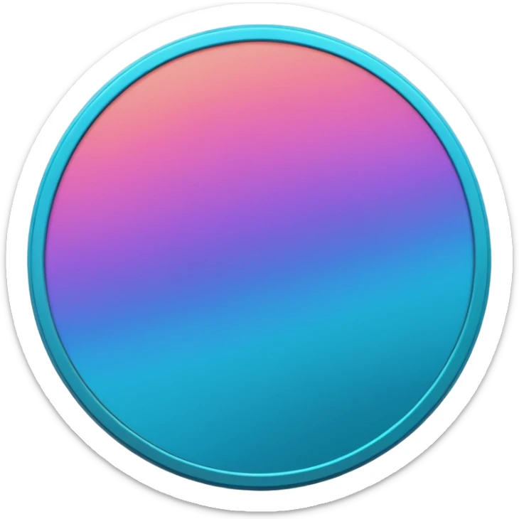 
coin color in in gradient of turquoise, blue, pink, purple, and coral metal texture
Rotate coin 90 degree  3d effect sticker