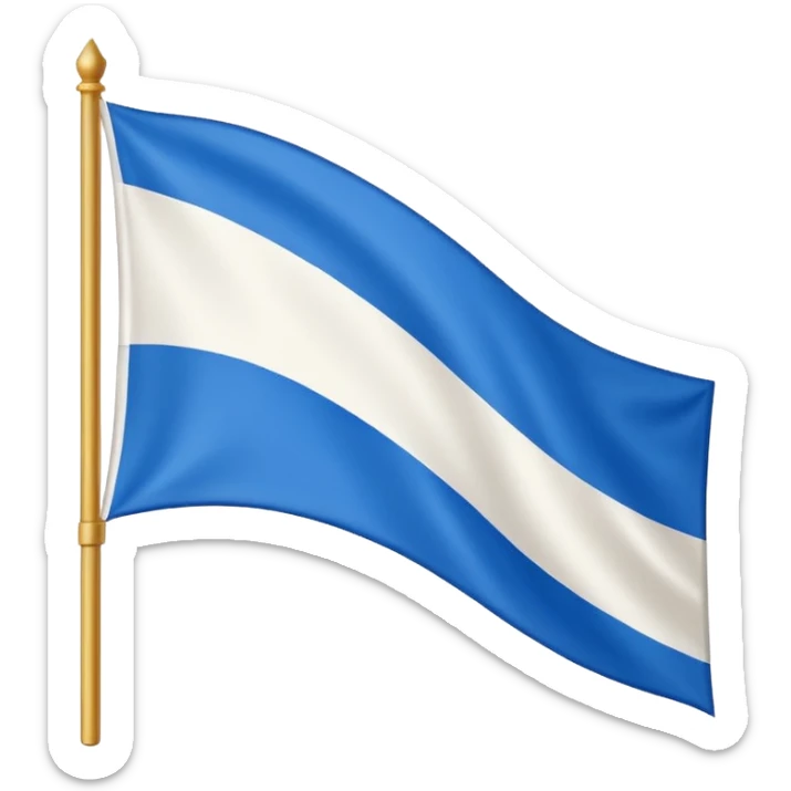 Hazme la bandera blanca con una franja azul de punta izquierda arriba a punta derecha abajo sticker