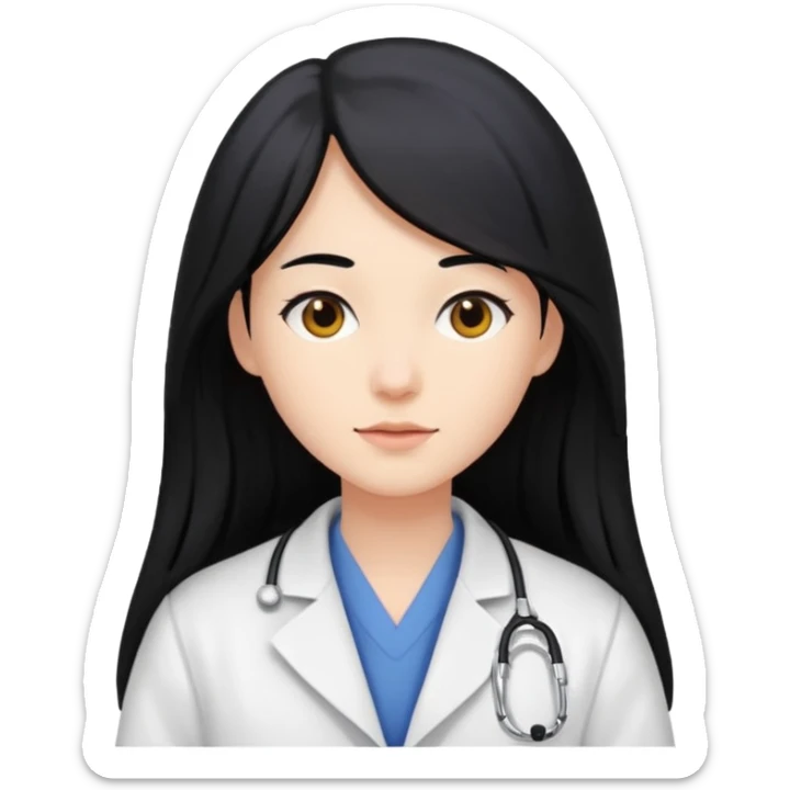 second year of medicine, but avatar with long black hair sticker