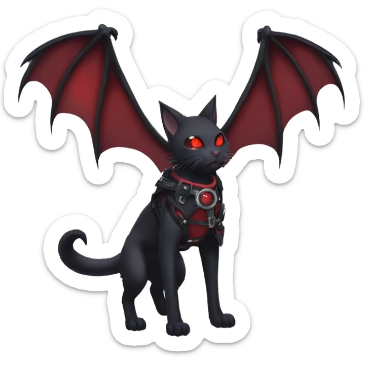 cool edgy black punk red ethereal fantasy nargacuga-bat-cat-Fakemon collar harness full body sticker