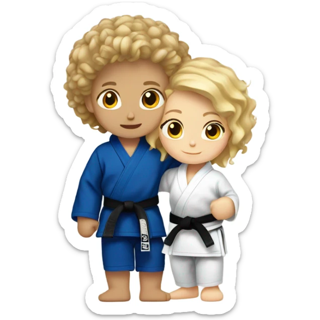 Girl and boy doing Jiu jitsu (boy has curly brown hair and girl is blonde) sticker