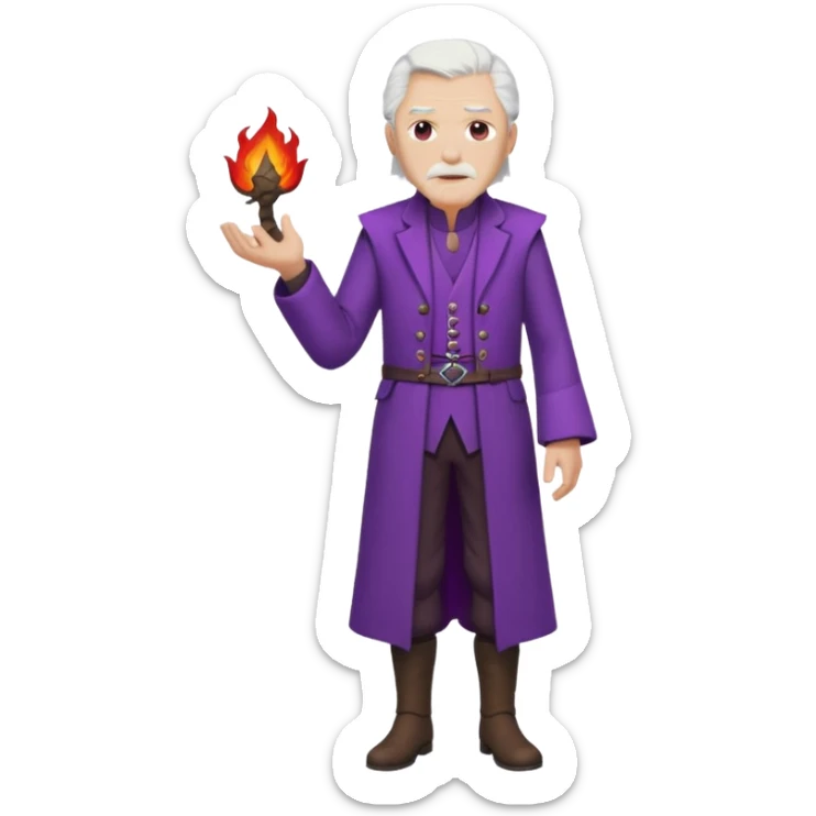 purple eyed white haired old man standing in Targaryen themed clothes, full body  sticker