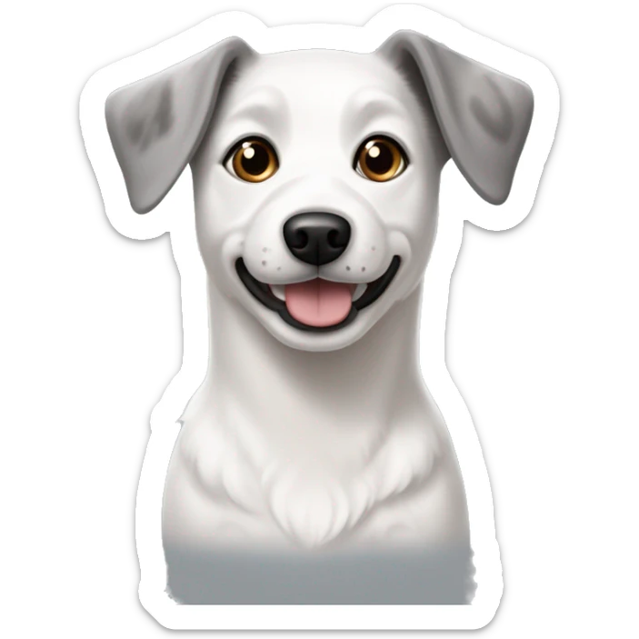 white and gray dog with dark gray ears, mixed breed with Jack Russel and bichon frize sticker