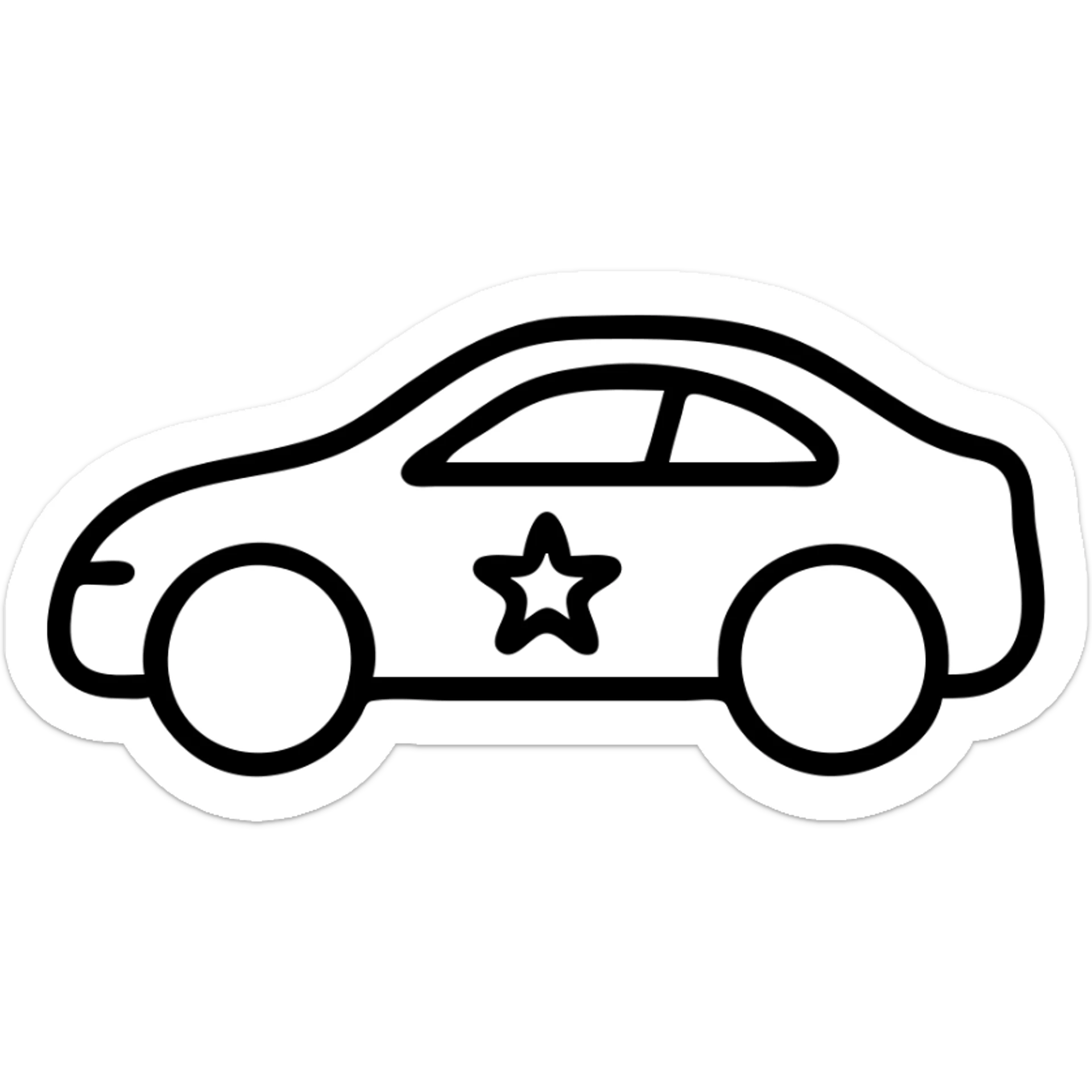 small gold star on the glossy black body of a premium car, clean lines, subtle reflections, modern and simple outlined icon sticker