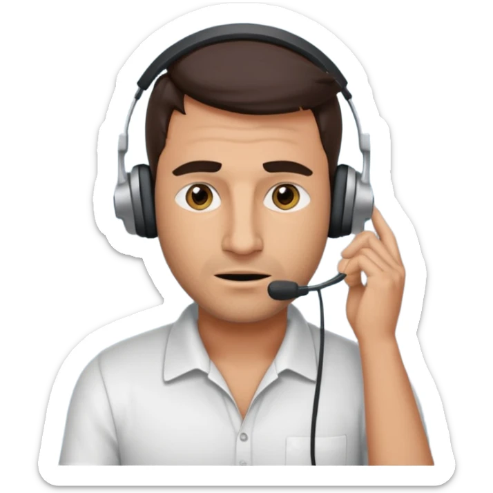 mean looking phone scammer in sketchy call center from pakistan working our of bedroom sticker