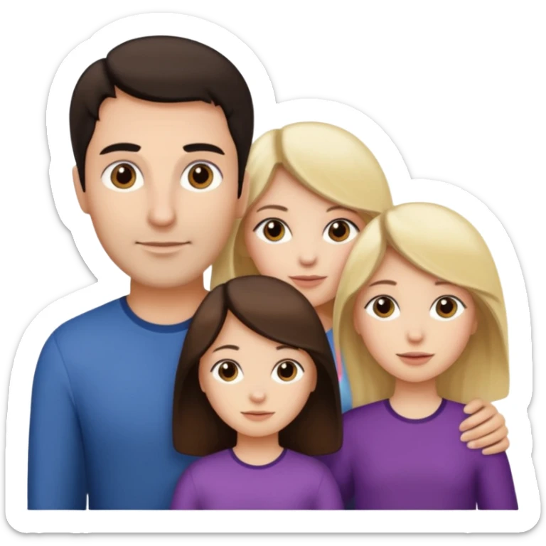 Familia : Hombre pelo oscuro, Mujer pelo cafe, hija 1 pelo mono , hija 2 pelo oscuro. sticker