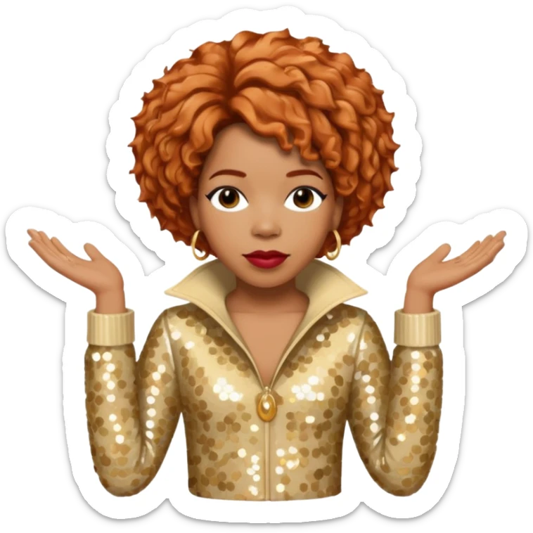 Macy Gray from Mary Mary with reddish blonde hair, cream sequin outfit sticker