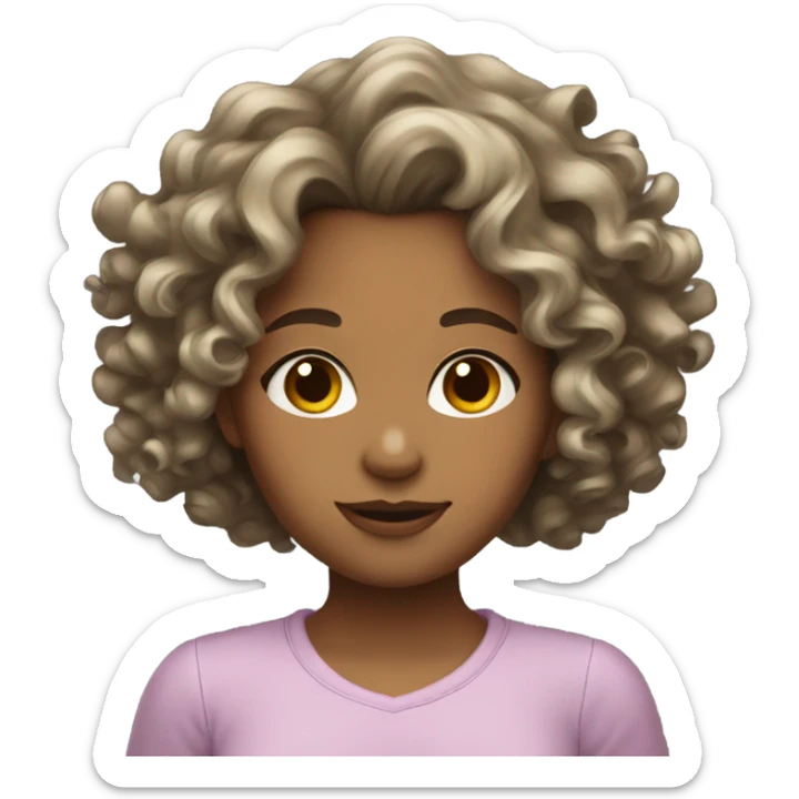 girl with curly hair on the bottom wavy hair on the top sticker