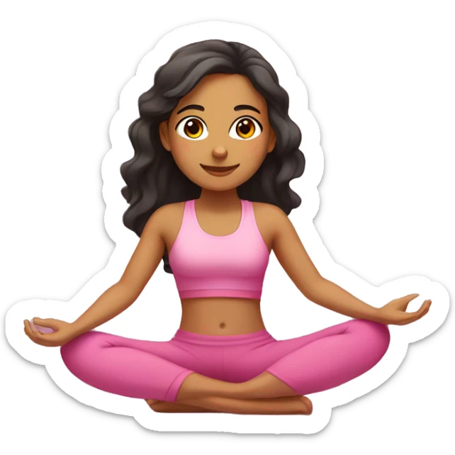 Hispanic girl wearing pink doing yoga sitting on a yoga mat sticker