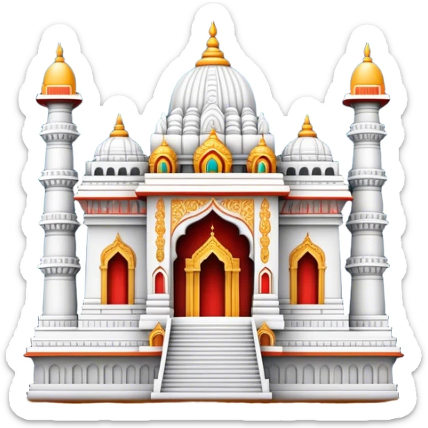 Cinematic Realistic Tirupati Balaji Temple Landmark Emoji, depicted with intricate carvings and spiritual aura rendered with lifelike detail and radiant, divine lighting. sticker