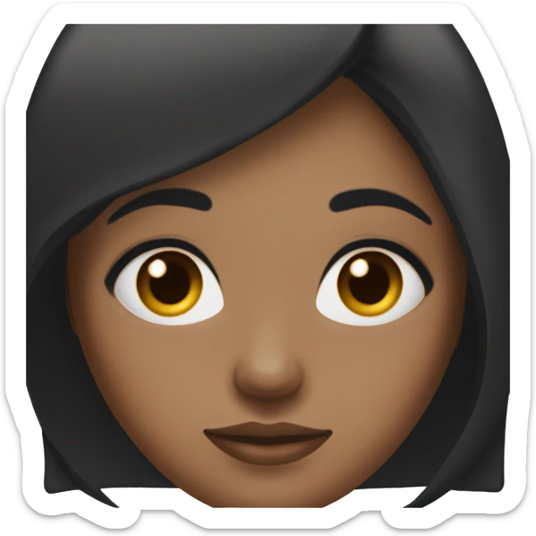 black straight hair girl with medium skintone and brown eyes with long lashes sticker