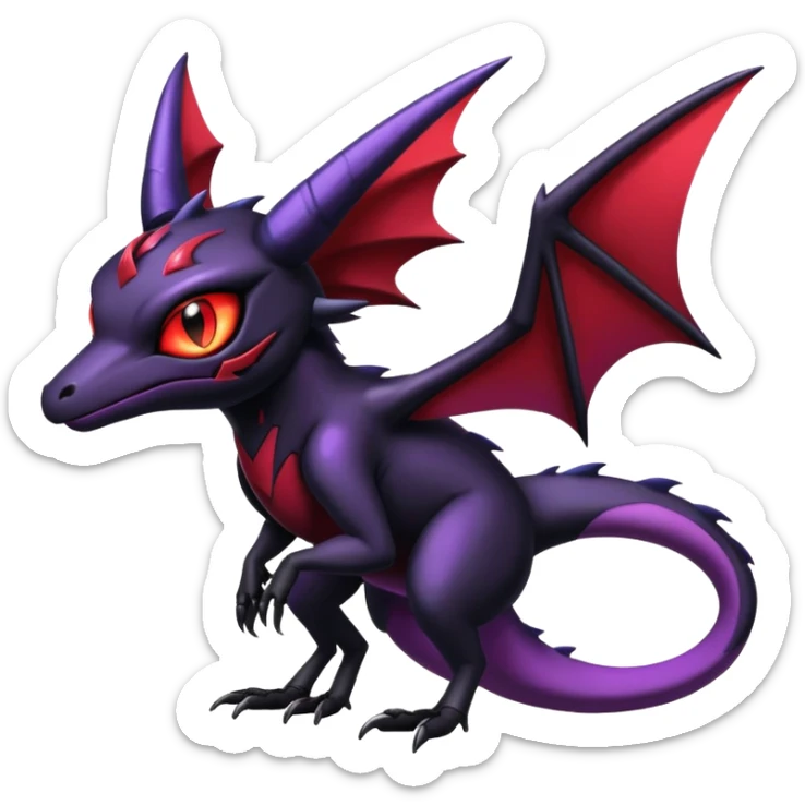 Shiny Epic Badass Edgy Dark Gothic Noibat-Salandit-Salazzle-Noivern-Nargacuga-Litten-Hybrid sticker