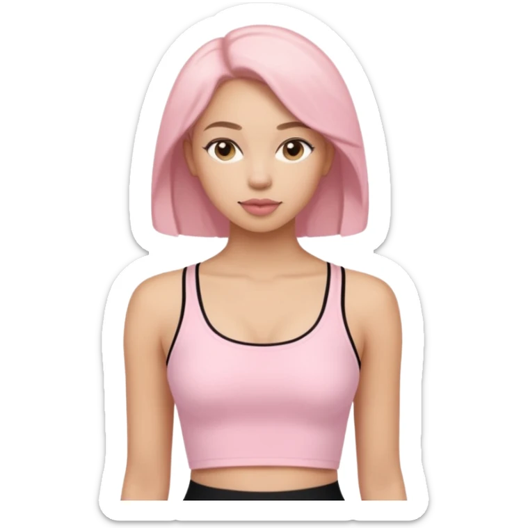 tight light pink cropped cami on a woman, very fitted, minimal, clean, fashion sticker