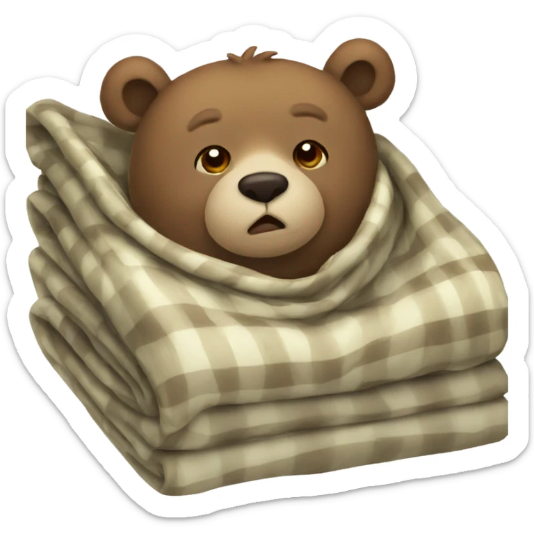 bear cozy in blanket sticker