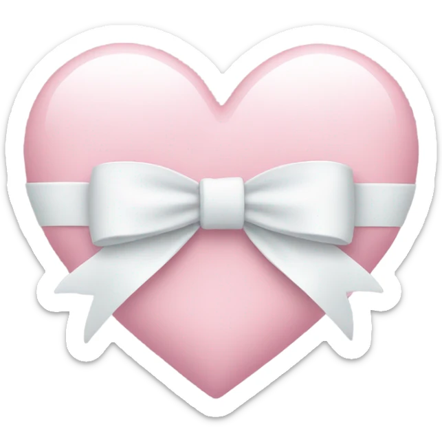 Pastel pink heart with white bow sticker