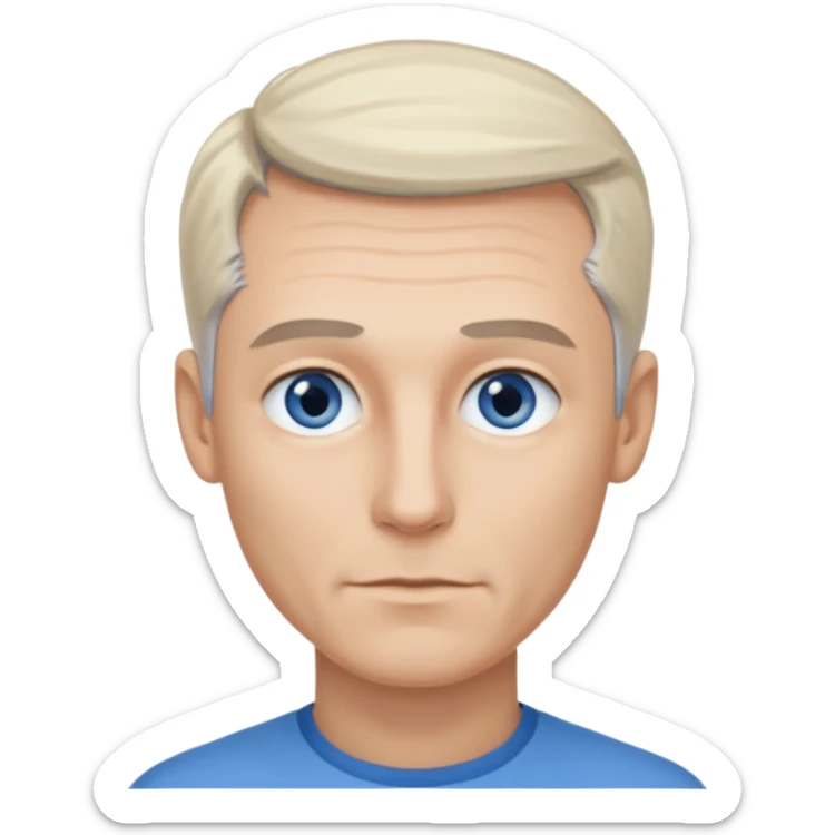 Avatar pic male gray hair blue eyes clean shaven blonde eyebrows high cheekbones sticker