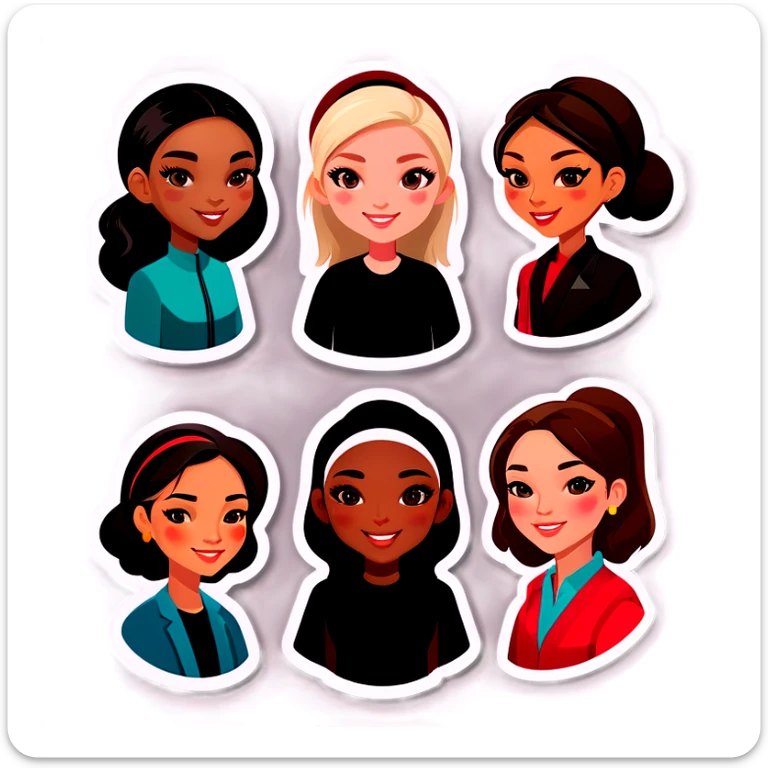 A group of women from every nationality, black, what, Asian, Hispanic, Norwegian  sticker