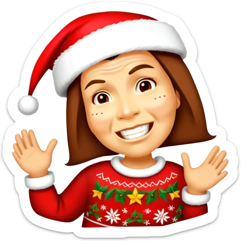 Person with Christmas clothes saying feliz Navidad sticker