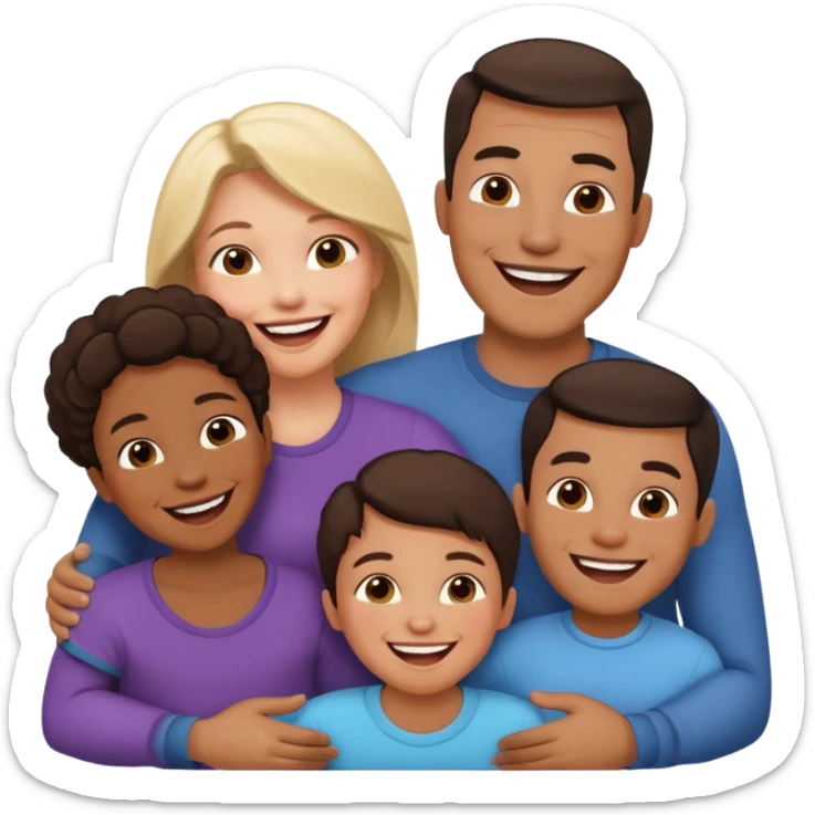 an american couples with 3 children in the age of school sticker
