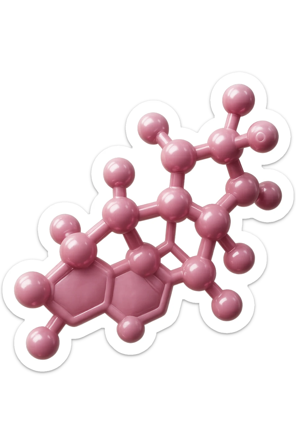 molecola chimica del cortisolo in 3d, colore rosa, fluttua in aria, iperrealistica 4k sticker