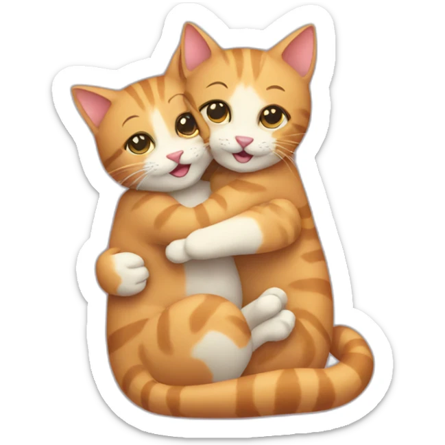 hugging cats sticker