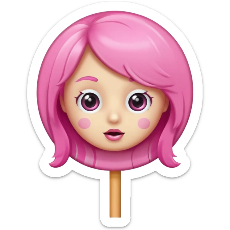 cute lollipop with eyes and hair and charactarized like cartoon but doesnt look like human sticker