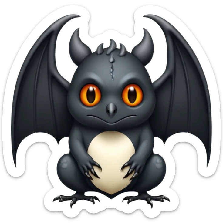 Monstre a corp craquelé fait de lave avec des ailes de chauve-souris et un tête de pierre carbonisé avec une mâchoire carré  sticker