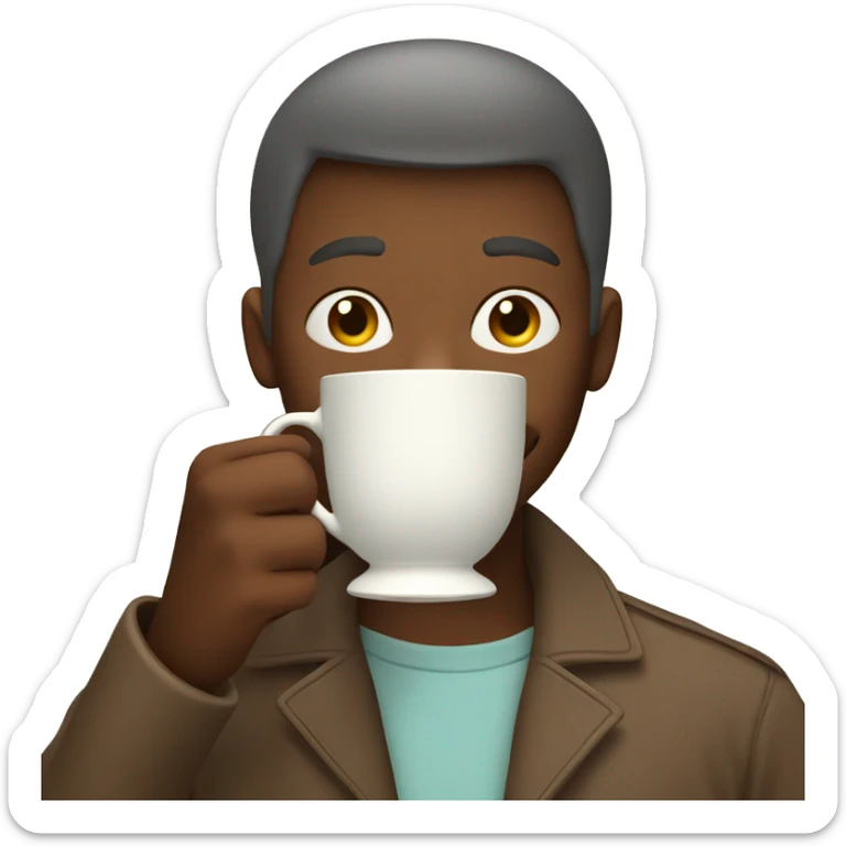Holding a cup of tea in front of the face, so that the face is hidden sticker