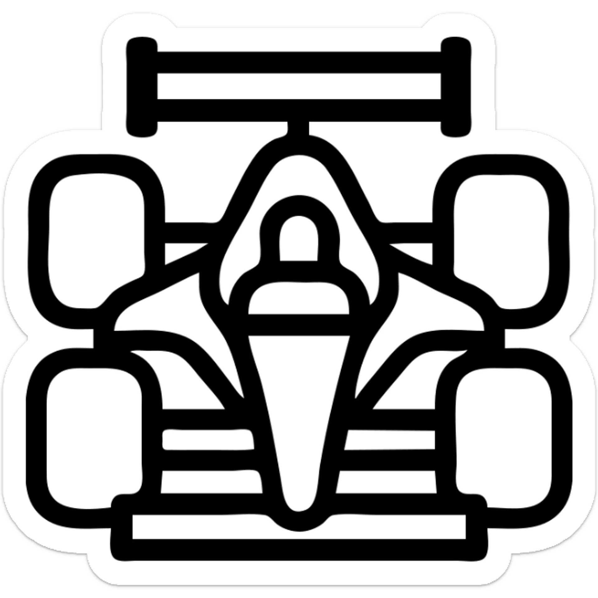 minimal icon style F1 race car, black and white, simple lines, clear and simple silhouette sticker