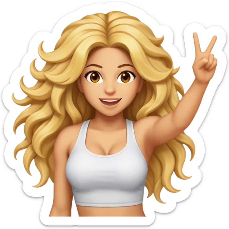 Cinematic Realistic Shakira Portrait Emoji, depicted as a dynamic charismatic pop icon with energetic movement and expressive features, rendered with vibrant textures and dynamic modern lighting that captures her global appeal. sticker