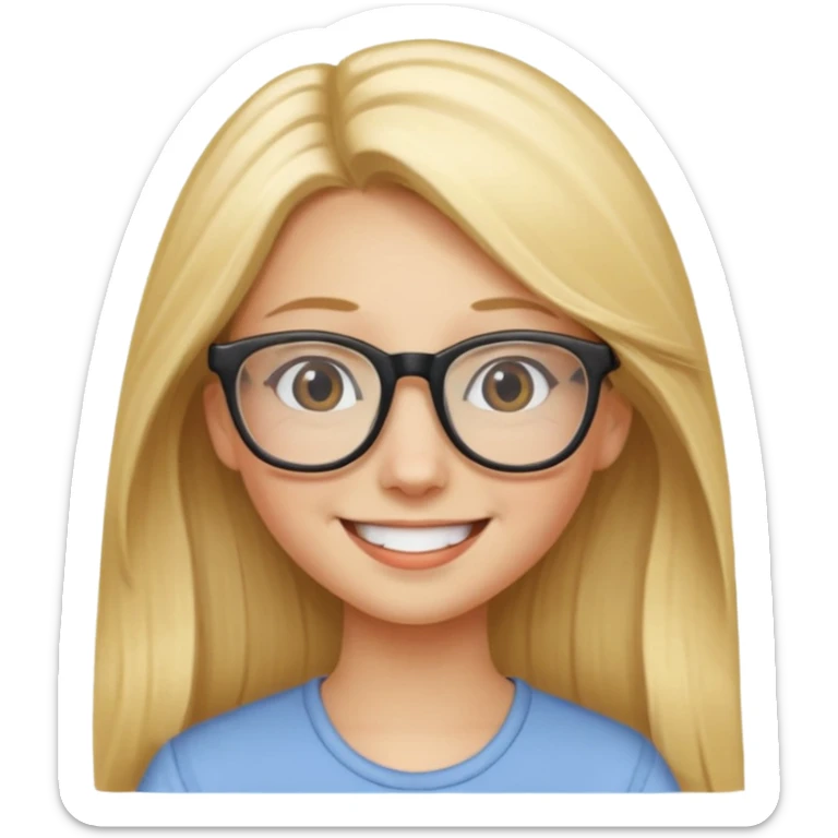 je voudrai un emoji d'une fille aux cheveux longs et blonds avec des lunettes entrain de PASSER DES MOMENTS EN FAMILLE sticker