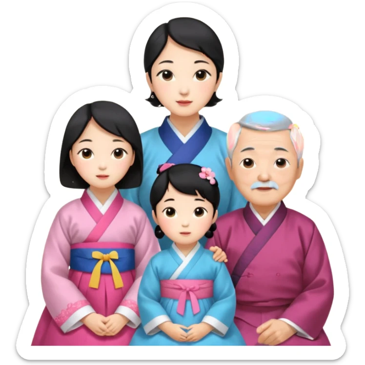 korean mother, korean father, korean grandmother, korean grandfather sticker