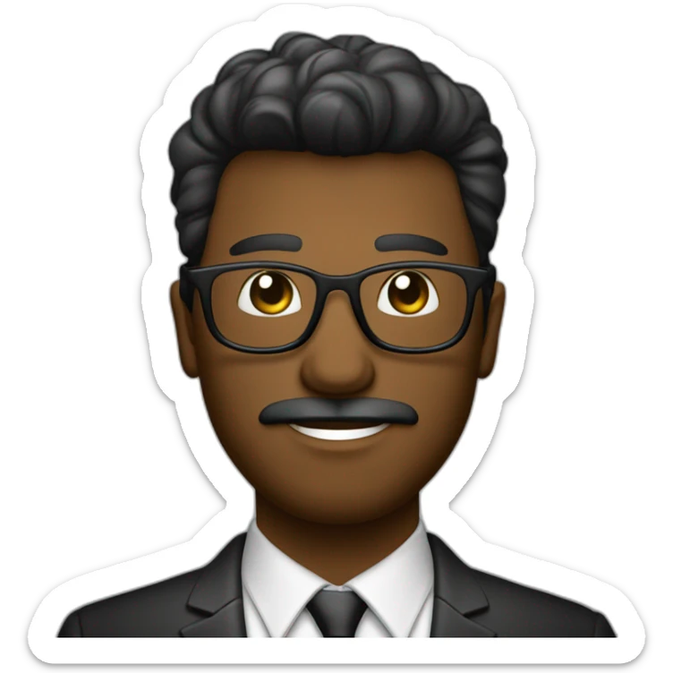 hombre de piel oscura pelo corto con lentes oscuros con traje formal sticker