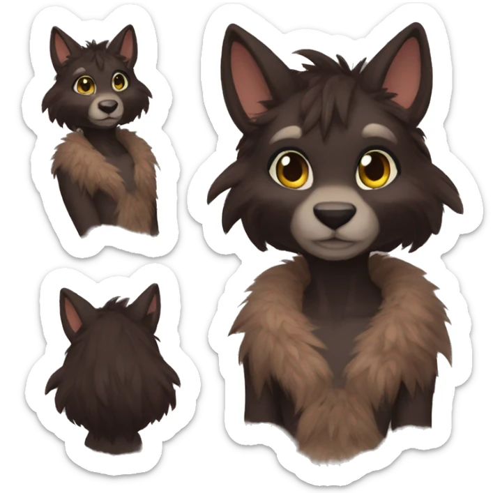 Anthro Shy Cute Cool Edgy Pretty Dark Brown Furry Animal Anthro Sona sticker