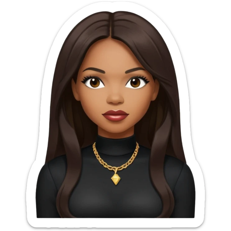 Tenitra Michelle Williams, R&B Singer (b.1979) from Destiny's Child with long dark brown hair, medium dark skin, black outfit sticker