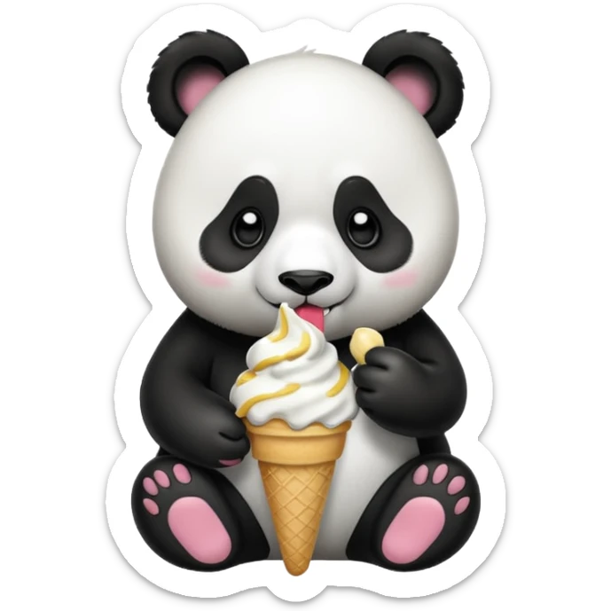Panda eating ice cream sticker