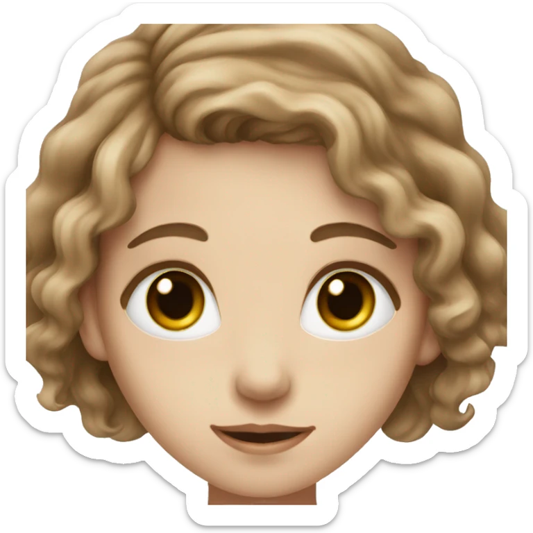 (pale girl) (GREEN eyes) and wavy brown hair sticker