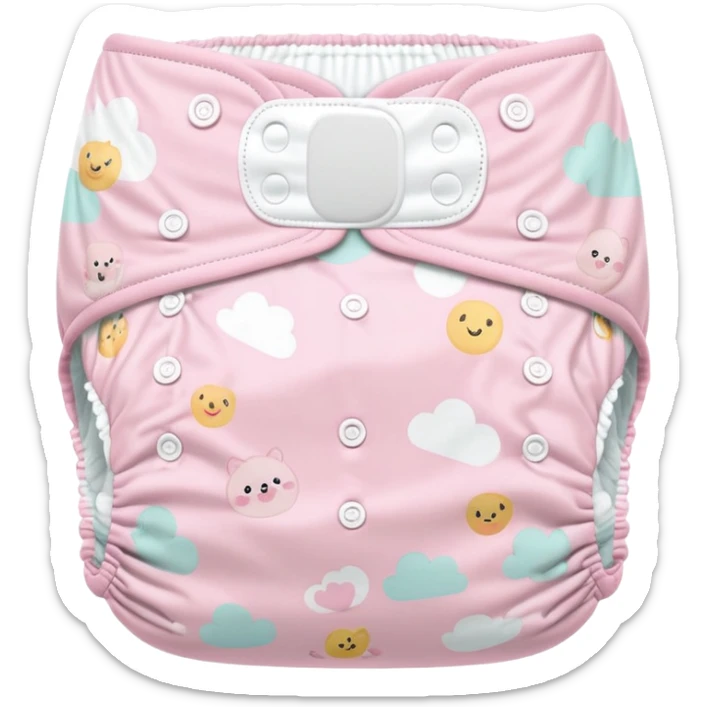 pastel pink disposable diaper with cute baby nursery prints and patterns sticker