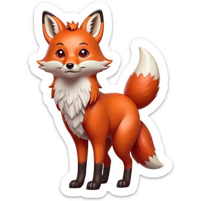 cinematic-[fox]-realistic-full-body-standing on all fours-emoji,-tail-tucked-close,-head-tilted-dramatically,-fox-[red]-fur,-simplified-yet-realistic-focused-features,-highly-detailed,-glowing-with-an-almost-sarcastic-glow big antlers sticker