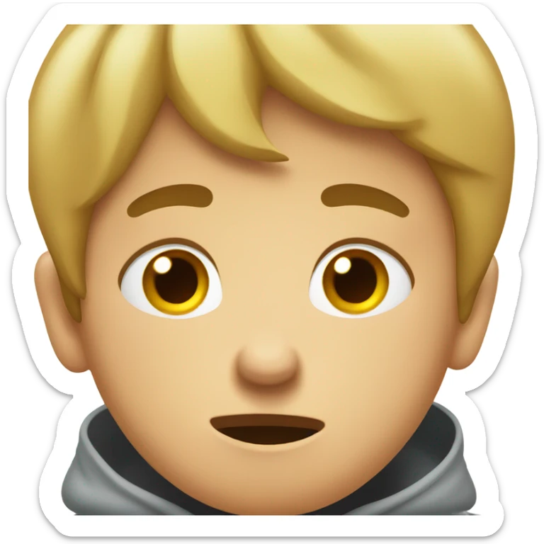 a headache hands on the  top of the head a pain expresion a boy sticker