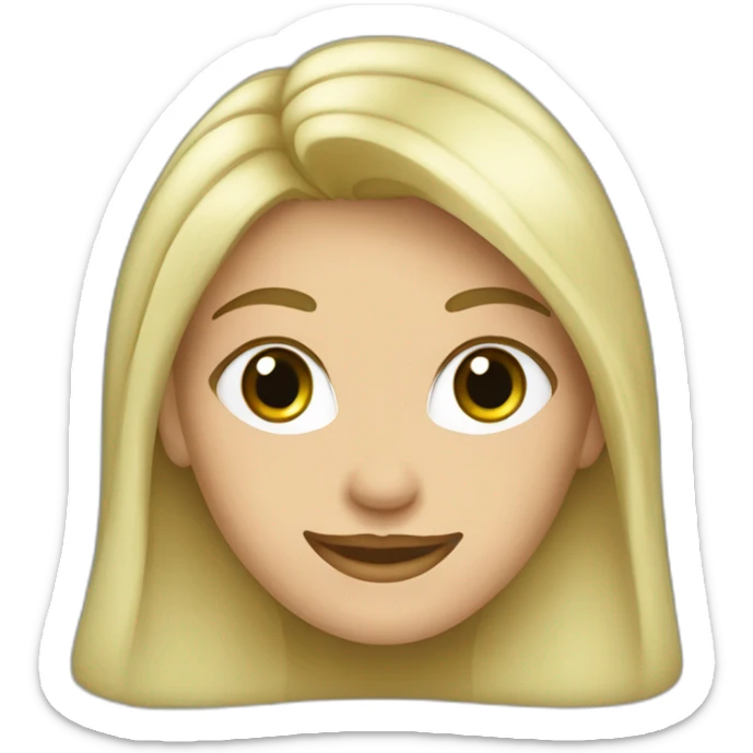 Mujer ,Pelo rubio ceniza media melena, ojos verdes grande, pestañas con rímel, sonrisa, cara alargadas sticker