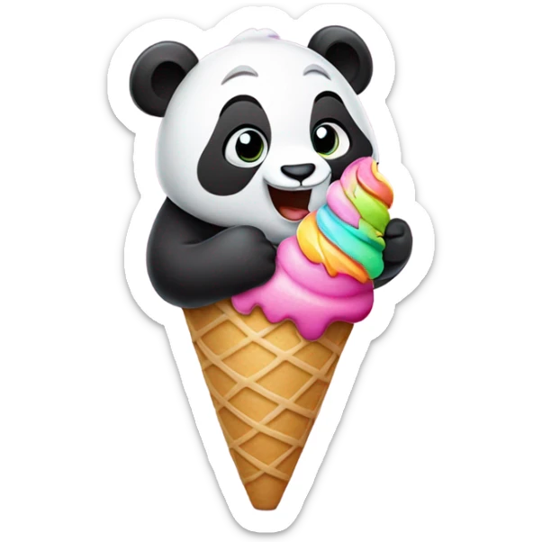 Panda eating ice cream sticker