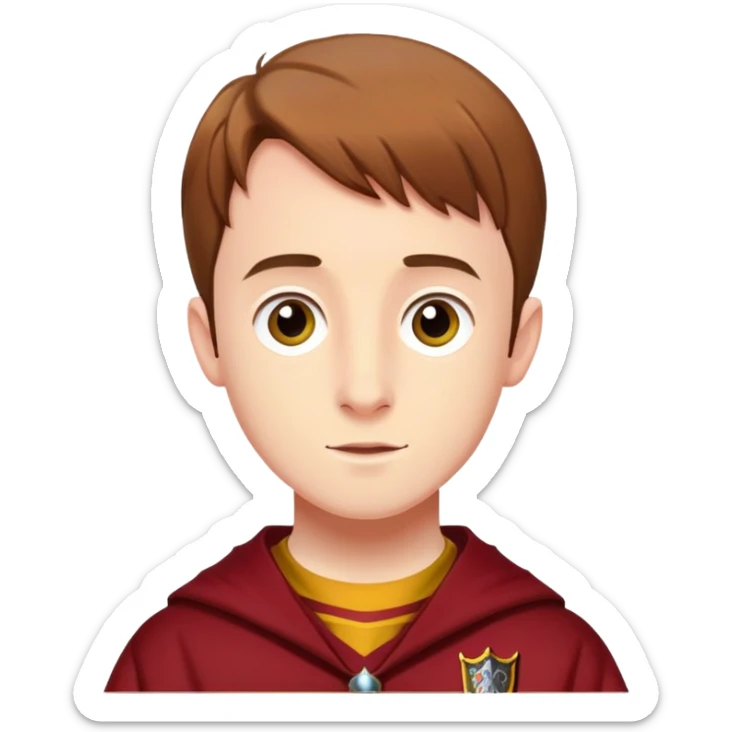 sean biggerstaff is Oliver Wood  in harry potter, wear hogwarts gryfindor uniform sticker