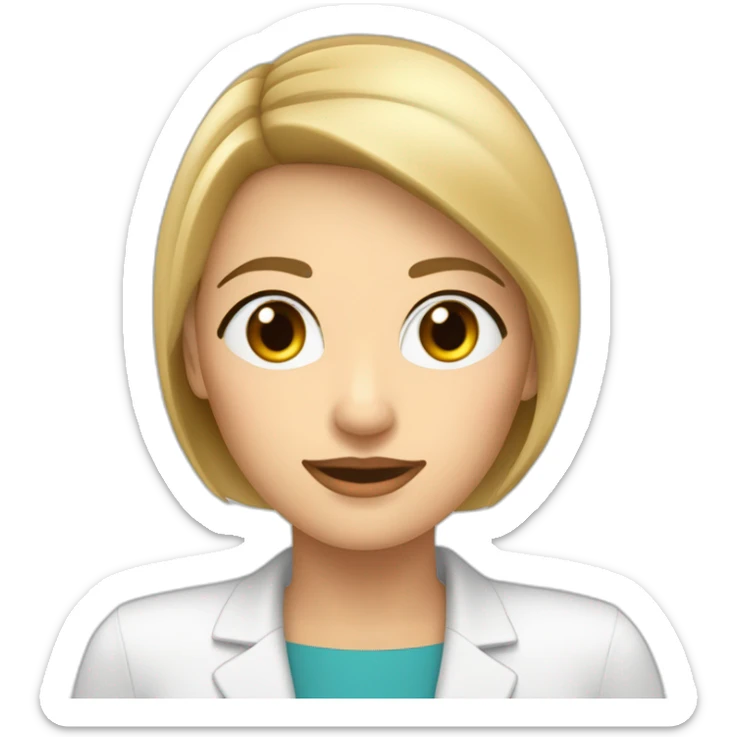 Femme coupe carré chatin blanche yeux noisette visage mi rond mi triangulaire air attendrissant sticker