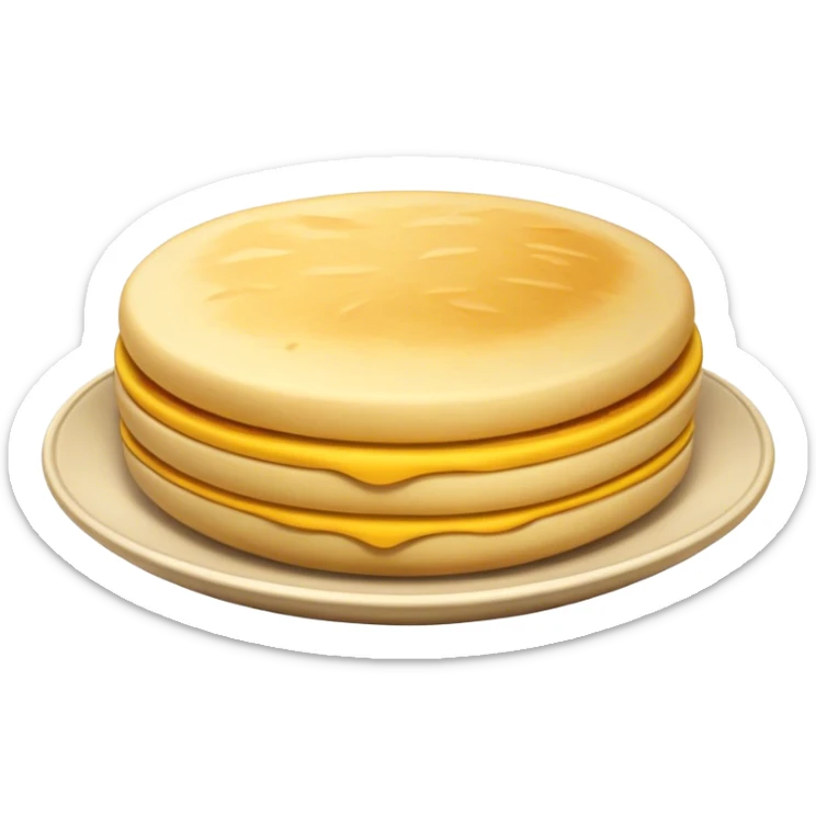 Colombian Arepa Cinematic Realistic Colombian Arepa Dish Emoji, depicted as a single, golden arepa with a crisp exterior and soft interior, rendered with lifelike textures and warm, inviting lighting. sticker