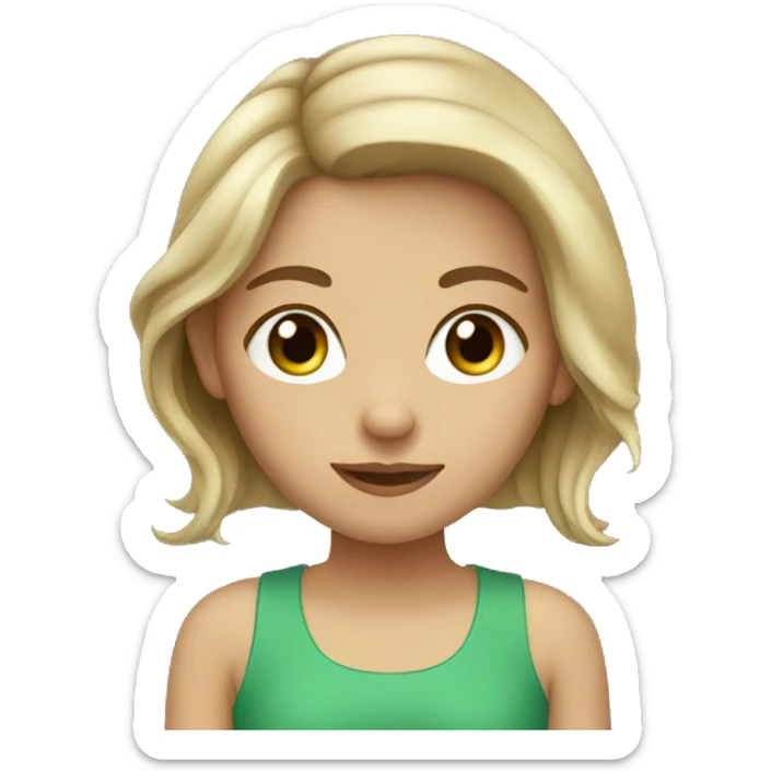 Girl green eyes, brown and blond hair sticker