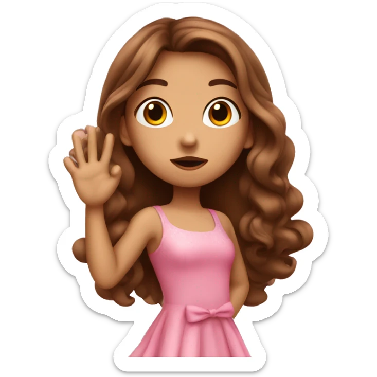 girl with long brown hair and pink dress blowing a kiss  sticker