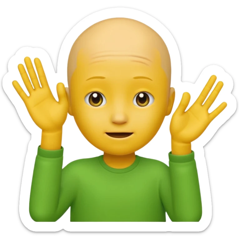 no hair round yellow emoji no finger upp with greenscreen sticker
